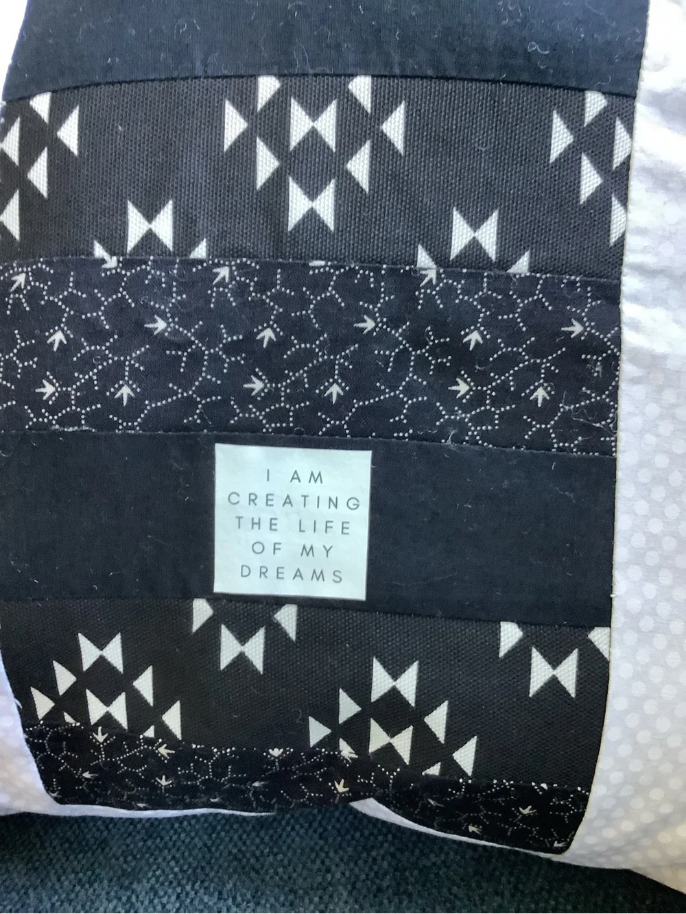 Hand Crafted Black, White and Orange Patchwork Accent Pillows